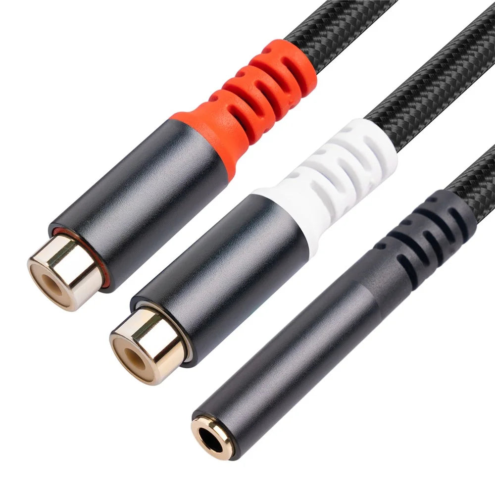 3.5mm Female to 2 RCA Female Stereo Adapter Audio Cable for Mobile Phone MP3 Player Notebook - 1