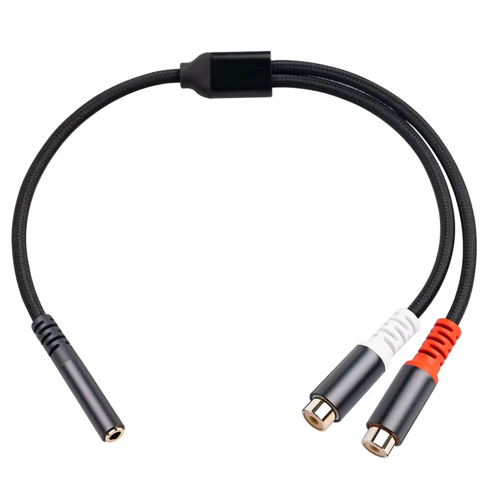 3.5mm Female to 2 RCA Female Stereo Adapter Audio Cable for Mobile Phone MP3 Player Notebook - 2