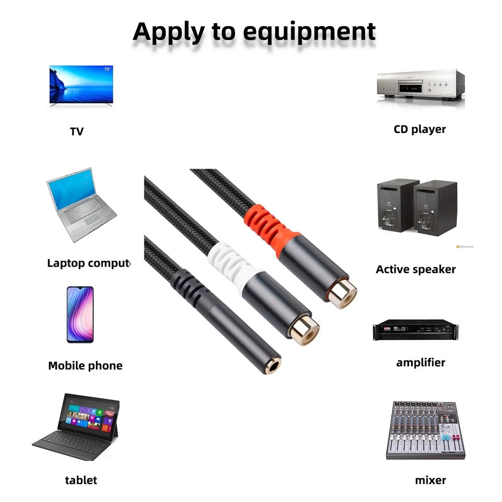 3.5mm Female to 2 RCA Female Stereo Adapter Audio Cable for Mobile Phone MP3 Player Notebook - 3