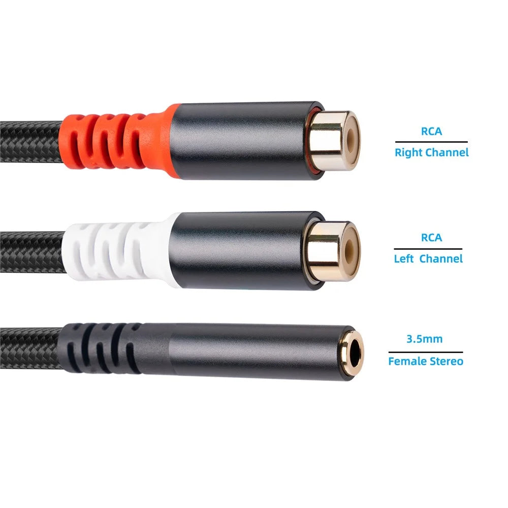 3.5mm Female to 2 RCA Female Stereo Adapter Audio Cable for Mobile Phone MP3 Player Notebook - 4