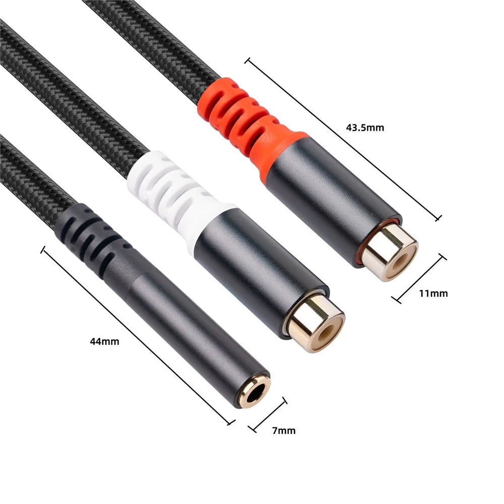 3.5mm Female to 2 RCA Female Stereo Adapter Audio Cable for Mobile Phone MP3 Player Notebook - 7