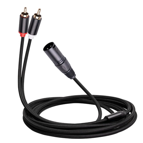 RCA19 2m Stereo Audio Cable Cord XLR Male to Dual RCA Male Plug for Mxing Console Microphone Amplifier - 1