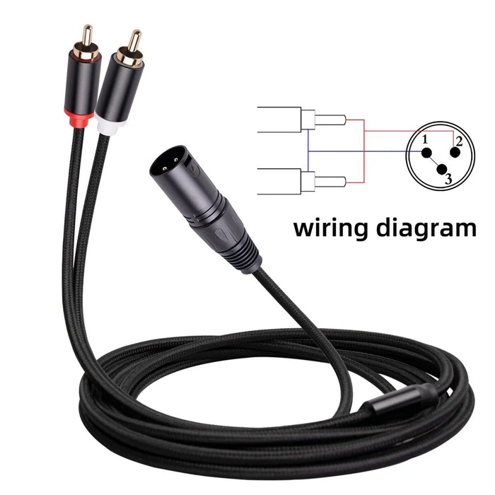 RCA19 1m XLR Male to Dual RCA Male Plug Stereo Audio Cable Cord for Mxing Console Microphone Amplifier - 2