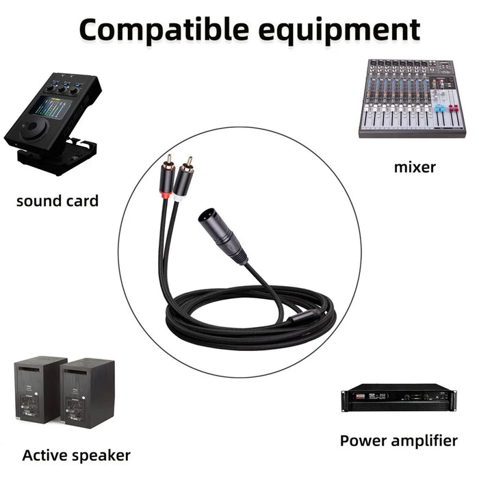 RCA19 1m XLR Male to Dual RCA Male Plug Stereo Audio Cable Cord for Mxing Console Microphone Amplifier - 5