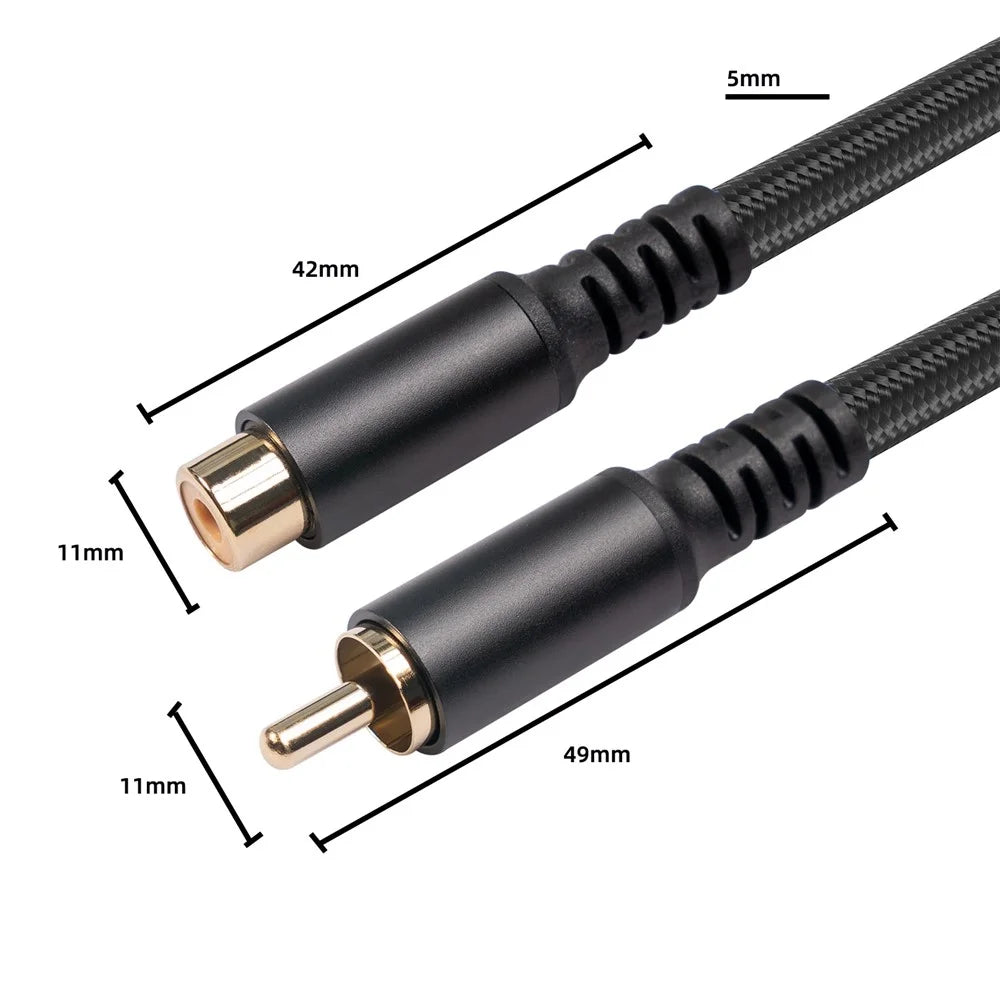 3709MF 3m Gold Plated RCA Male to Female Audio Extension Cable for HDTV DVR Speaker AUX Cord - 7