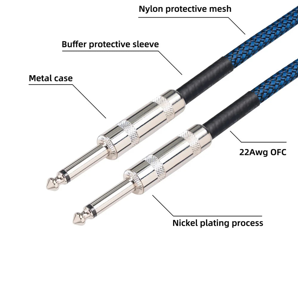 TC048BL 5m 6.35mm Male to Male Audio Cable for Speaker Electric Guitar Sound Card Microphone - 2