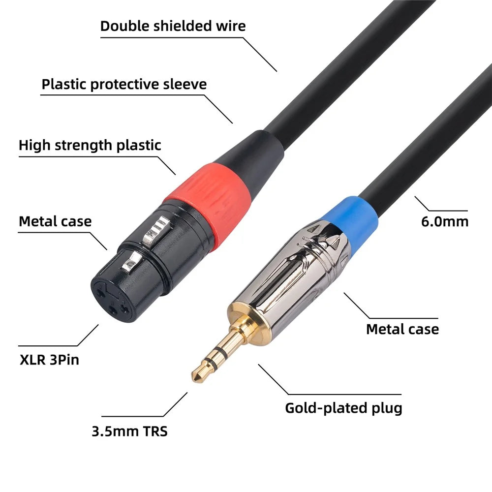 TC194BUXK107-03 0.3m 3.5mm Male to XLR 3Pin Female Adapter Converter Cable - 7