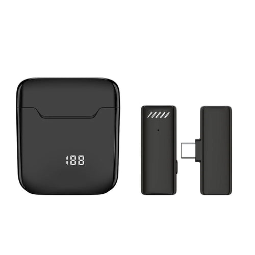 S11 2.4G Wireless Lavalier Microphone Type-C Receiver Audio Video Recording Clip-on Mini Mic with Digital Display Charging Box - Black - 1