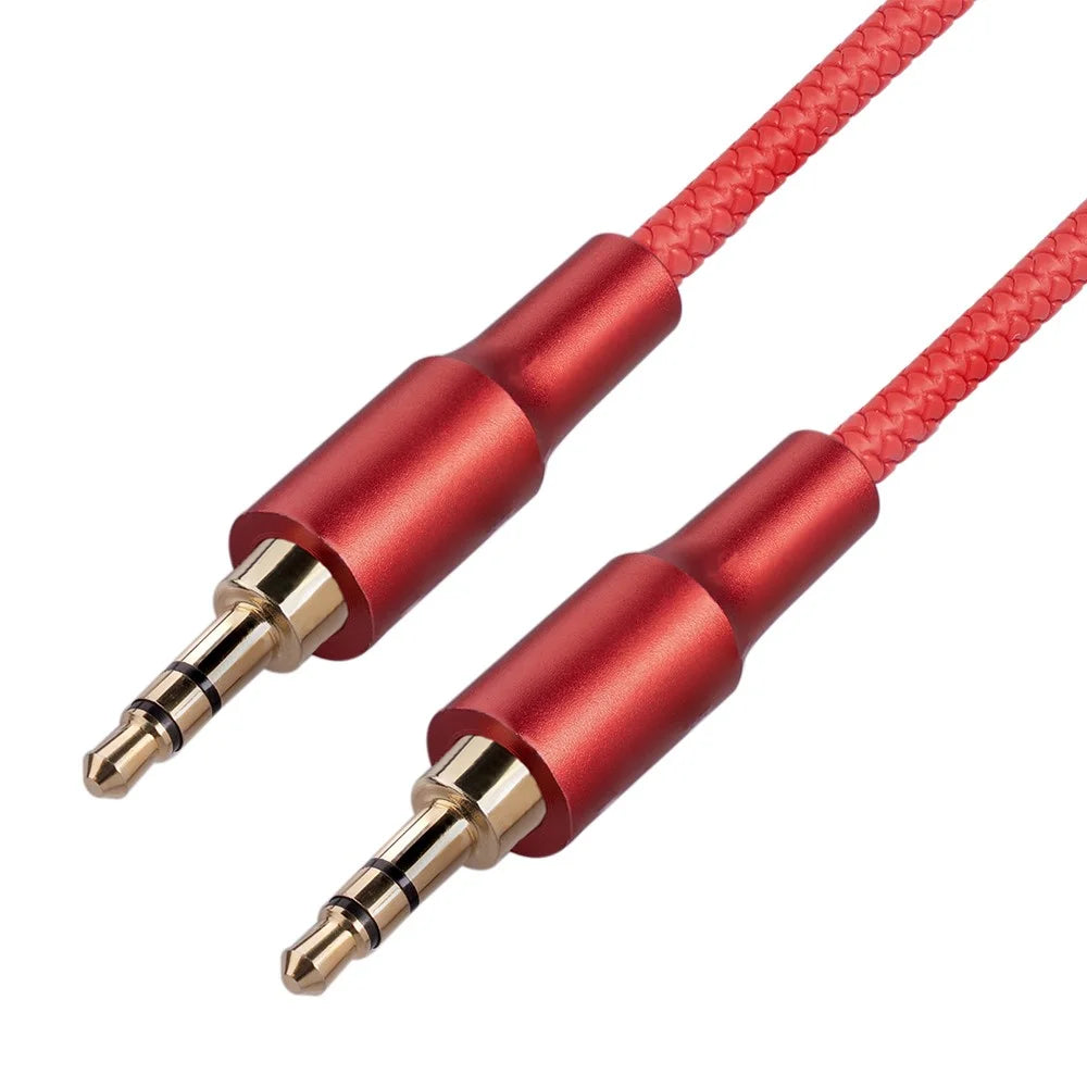2130 1m 3.5mm Jack HiFi Stereo Audio Cable 3.5mm Male to Male Audio AUX Cable for Car Headphone Speaker - Red - 1