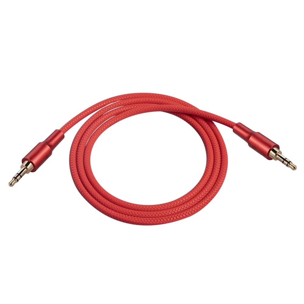2130 1m 3.5mm Jack HiFi Stereo Audio Cable 3.5mm Male to Male Audio AUX Cable for Car Headphone Speaker - Red - 2