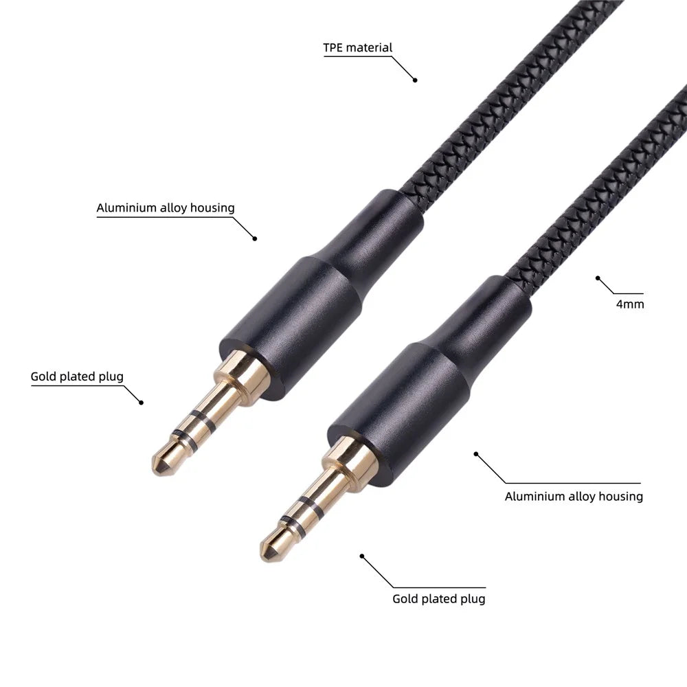 2130 1m 3.5mm Jack HiFi Stereo Audio Cable 3.5mm Male to Male Audio AUX Cable for Car Headphone Speaker - Red - 7