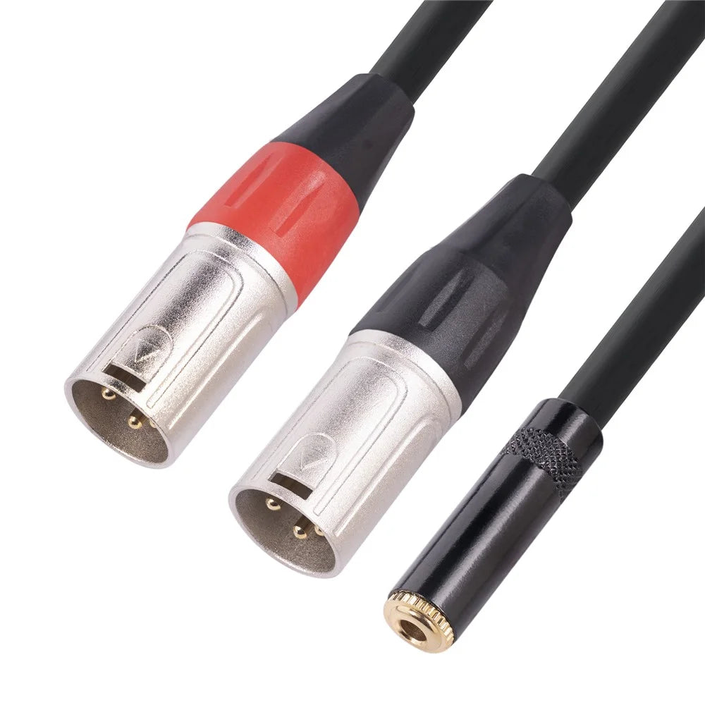 TC227YXK402-03 0.3m 3.5mm Female to Dual XLR 3 Pin Male Audio Cable AUX Converter Cord - 2
