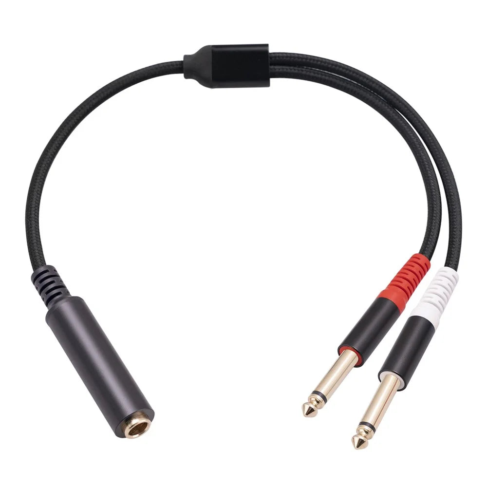 3719 0.3m 6.35mm 1 / 4 inch Stereo TRS Female to Dual 6.35mm Mono TS Male Cord Y Splitter Cable - 1
