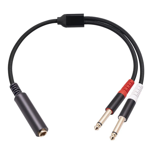 3719 0.3m 6.35mm 1 / 4 inch Stereo TRS Female to Dual 6.35mm Mono TS Male Cord Y Splitter Cable - 1