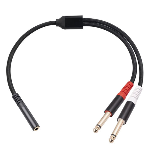 3717 0.3m 3.5mm Female to 2x 6.35mm 1 / 4 inch TS Mono Male Jack Audio Adapter Cable - 1