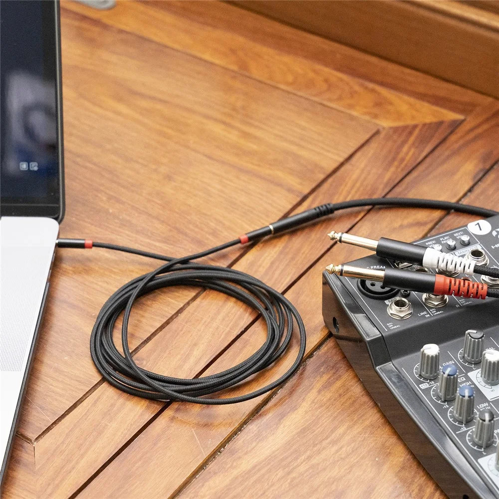 3717 0.3m 3.5mm Female to 2x 6.35mm 1 / 4 inch TS Mono Male Jack Audio Adapter Cable - 5