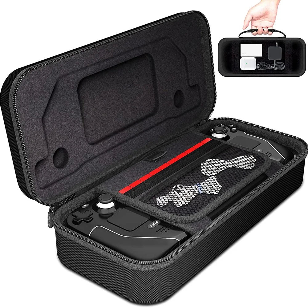 Carrying Case for Steam Deck , Shockproof Hard EVA Nylon Console Games Accessories Storage Box - Black - 1