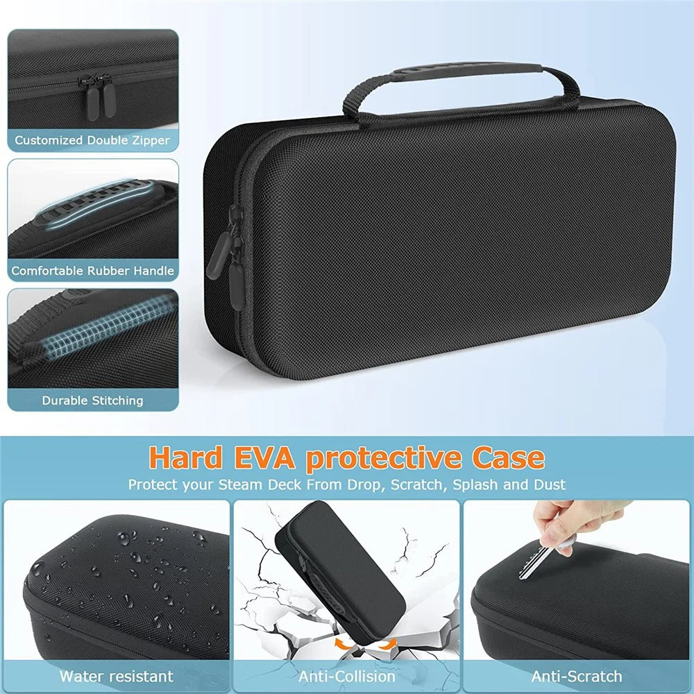 Carrying Case for Steam Deck , Shockproof Hard EVA Nylon Console Games Accessories Storage Box - Black - 2