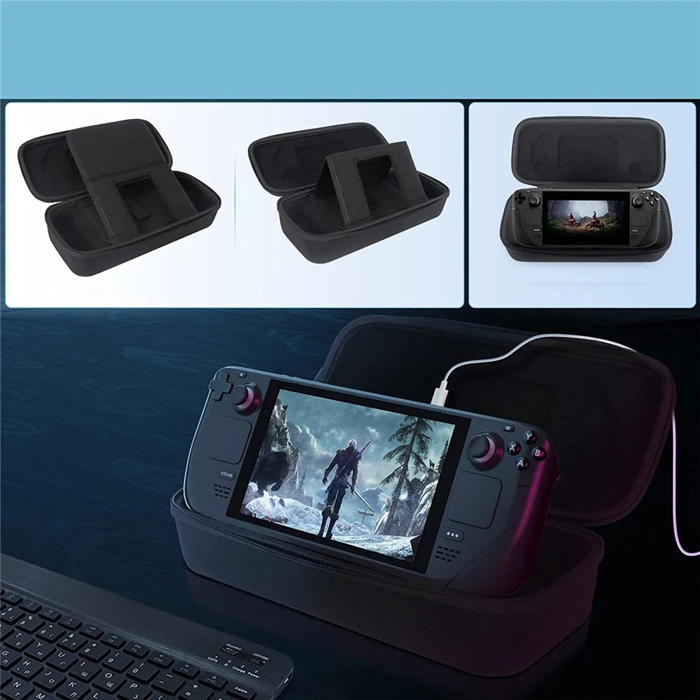 Carrying Case for Steam Deck , Shockproof Hard EVA Nylon Console Games Accessories Storage Box - Black - 3