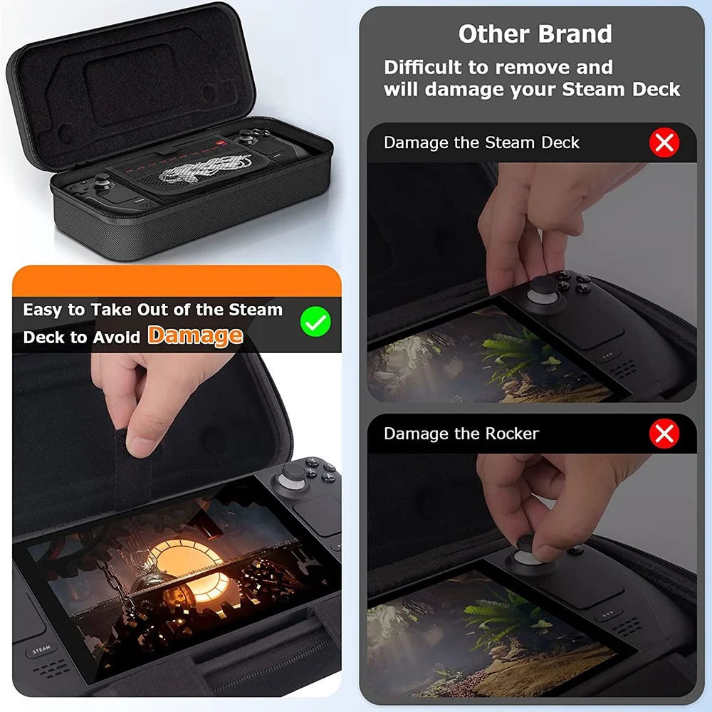 Carrying Case for Steam Deck , Shockproof Hard EVA Nylon Console Games Accessories Storage Box - Black - 4
