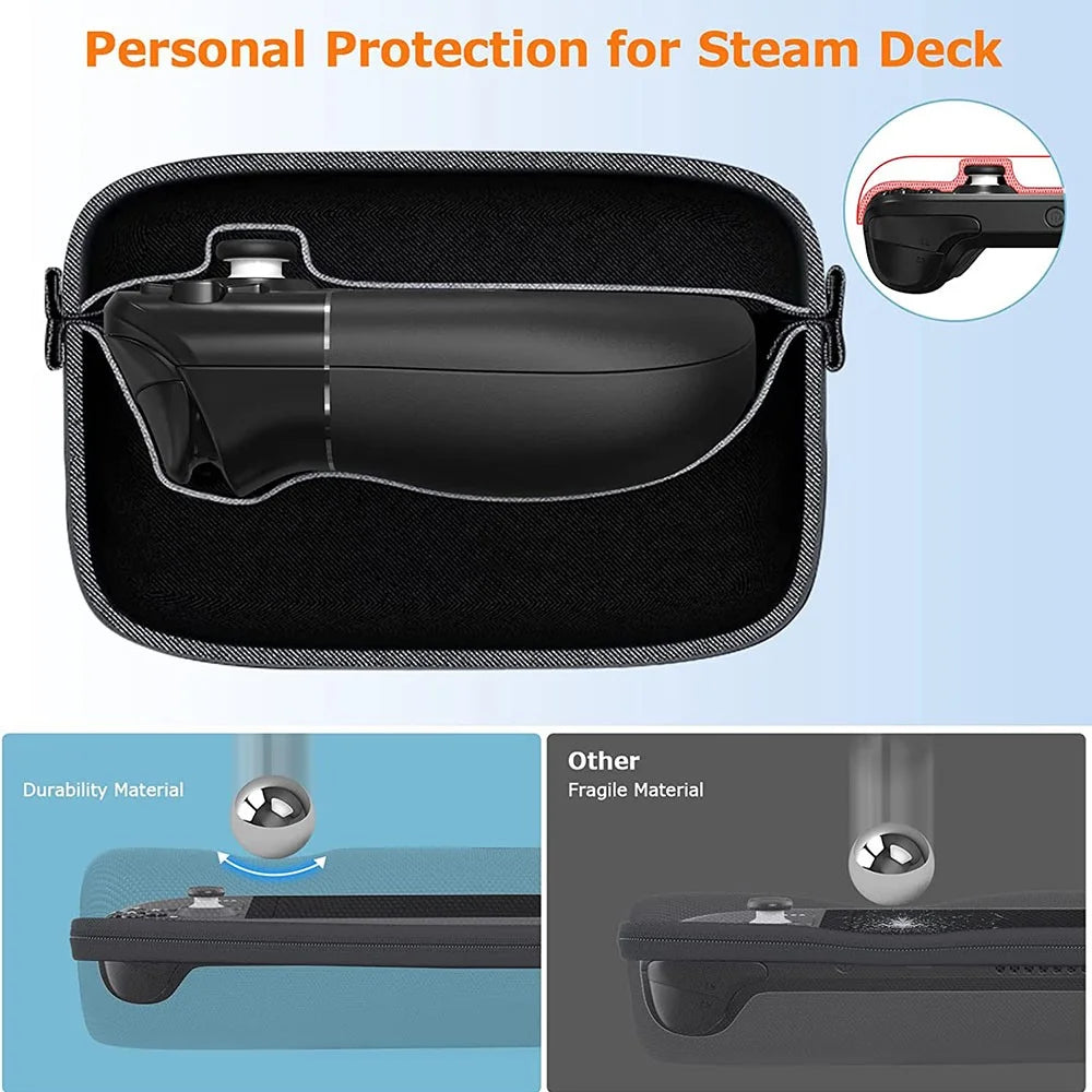 Carrying Case for Steam Deck , Shockproof Hard EVA Nylon Console Games Accessories Storage Box - Black - 6
