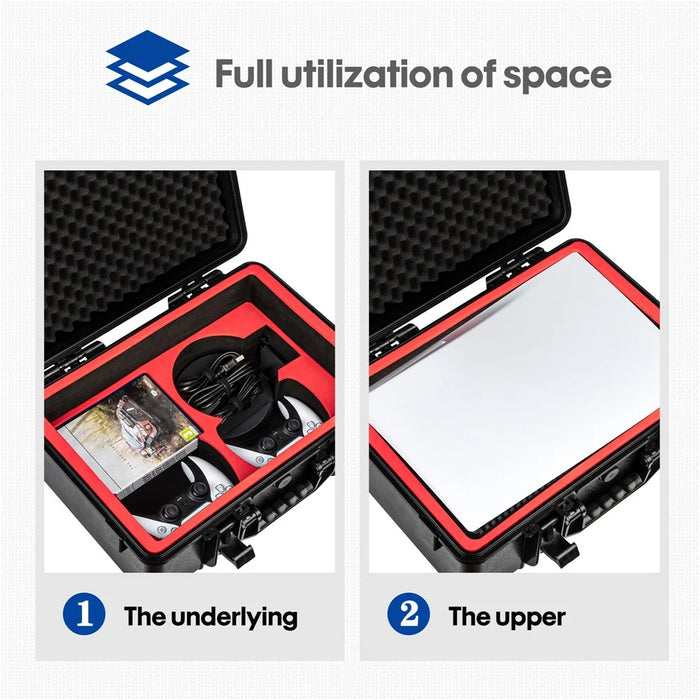 DEVASO For Sony PlayStation 5 Portable Waterproof Anti-shock PP Storage Box Game Console Dual Gamepad Carrying Case - 4
