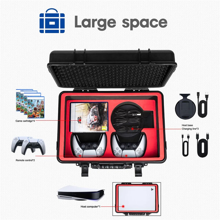 DEVASO For Sony PlayStation 5 Portable Waterproof Anti-shock PP Storage Box Game Console Dual Gamepad Carrying Case - 6