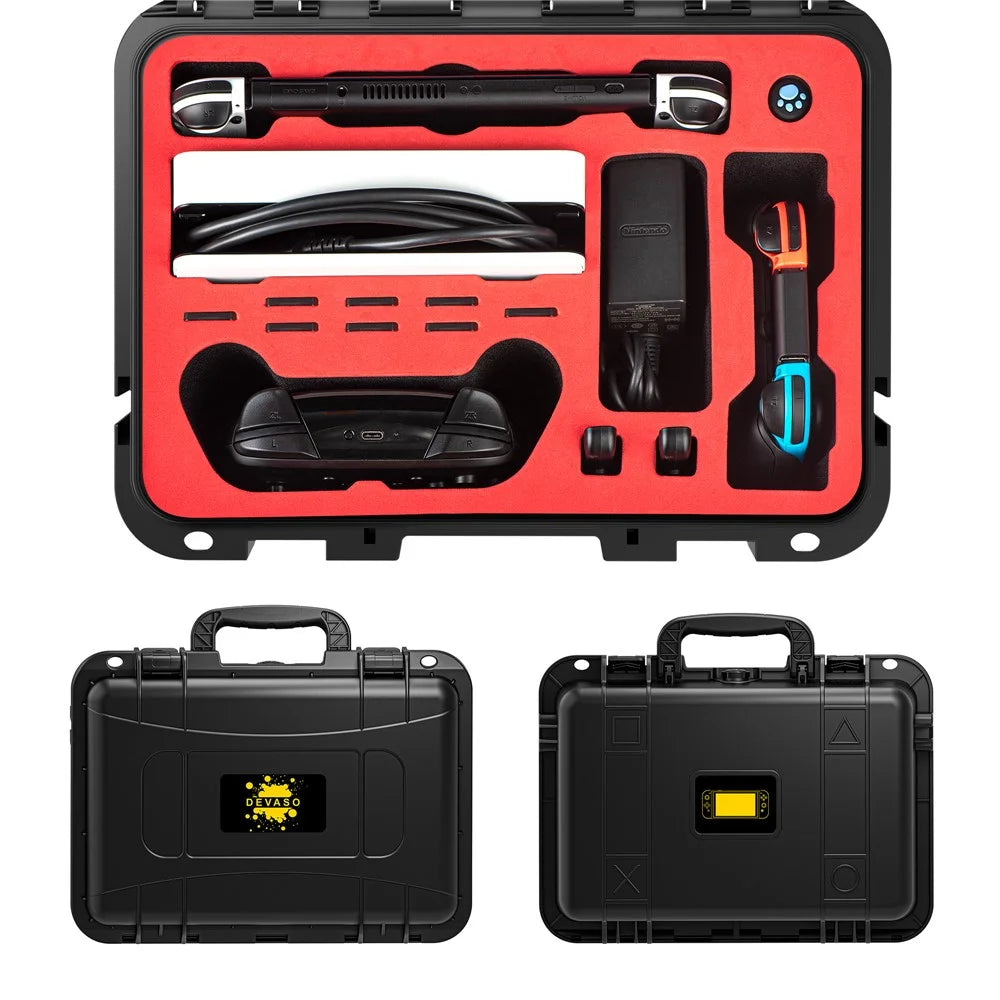 DEVASO Carrying Case for Nintendo Switch Waterproof Travel Box Soft Lining Hard Case, Black - 4