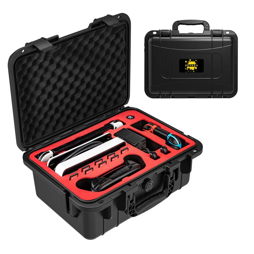 DEVASO Carrying Case for Nintendo Switch Waterproof Travel Box Soft Lining Hard Case, Black - 5