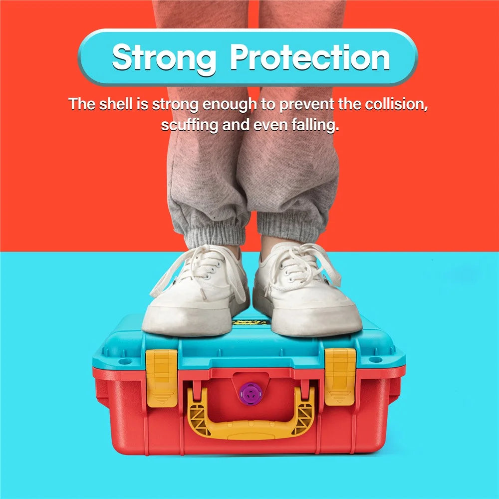 DEVASO For Nintendo Switch Travel Box Waterproof Carrying Case Soft Lining Hard Case, Color Splicing - Orange+Blue - 4