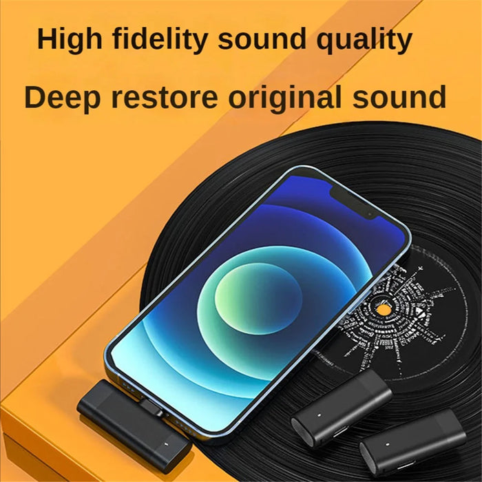 J66 Portable Wireless Microphone Set Lightweight Mini 2 Lavalier Mic + Receiver with Charging Case - Type-C Connector - 4