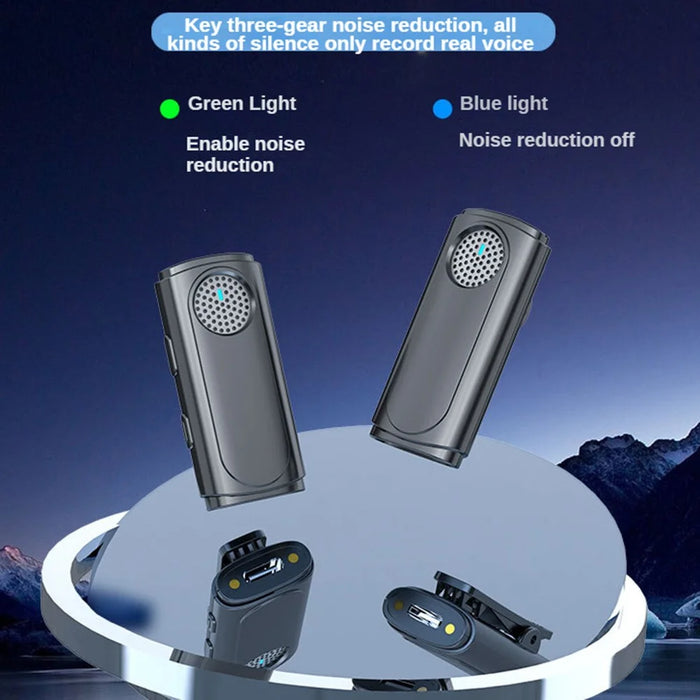 J20 Wireless Lavalier Microphone 3 Gears Noise Reduction Lapel Clip Mic, 2 Mic + 1 Receiver - Type-C - 2