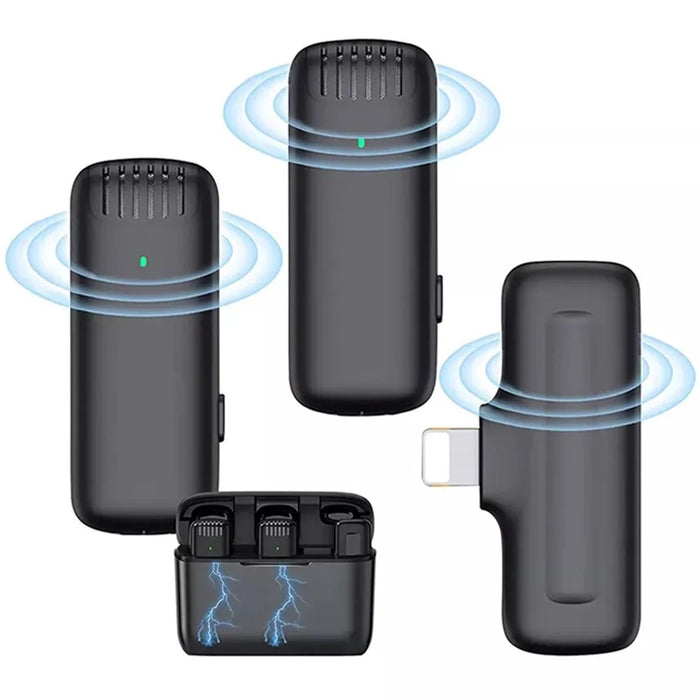 J13 2Pcs Wireless Lavalier Microphone with Receiver Omnidirectional Sound Pickup Mini Type-C Lavalier Mic - 2