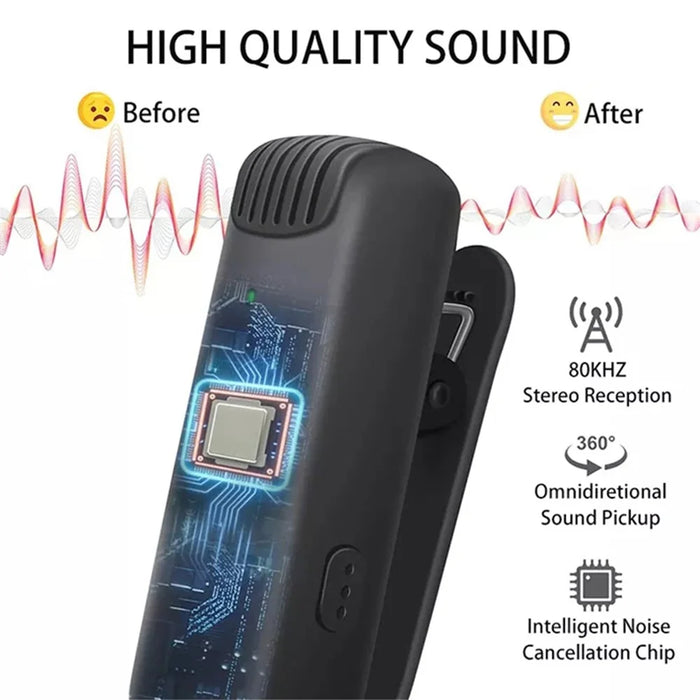 J13 2Pcs Wireless Lavalier Microphone with Receiver Omnidirectional Sound Pickup Mini Type-C Lavalier Mic - 4