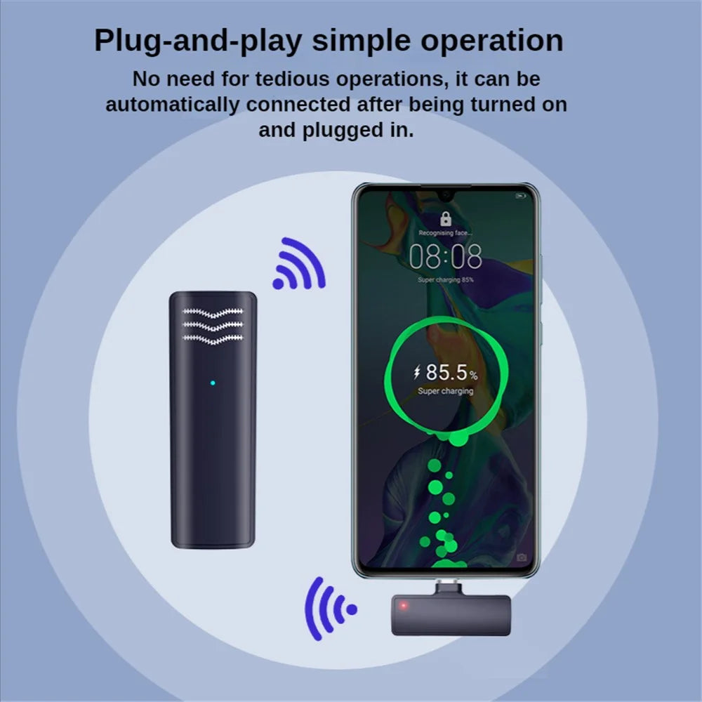 J60 Wireless Lavalier Microphone Set 2 Transmitter + Receiver Portable Mini Lightning Lavalier Mic for Live Streaming, Interview - 3