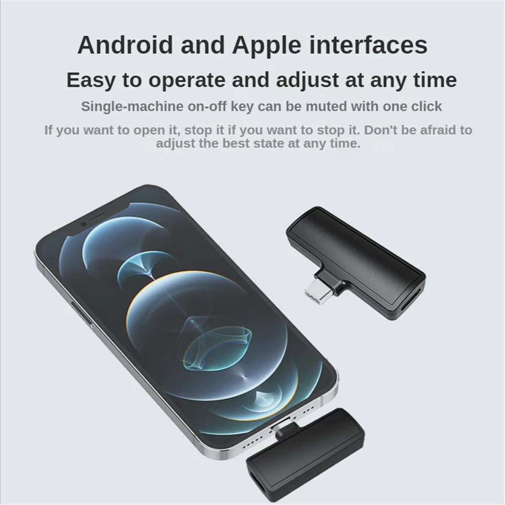 J60 Wireless Lavalier Microphone Set 2 Transmitter + Receiver Portable Mini Lightning Lavalier Mic for Live Streaming, Interview - 4