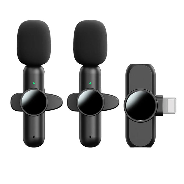 K3 Wireless Lavalier Microphone Portable Mini Lightning Lavalier Mic Set 2 Transmitter + Receiver - 1