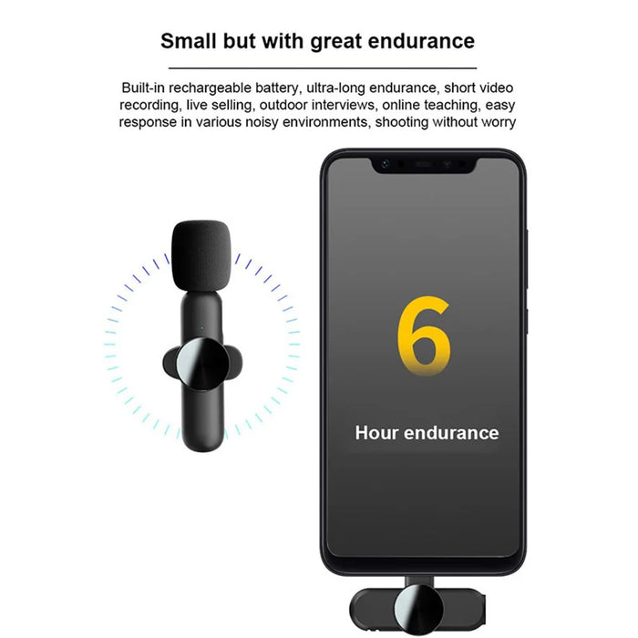 K3 Mini Wireless Lavalier Microphone Portable Lightweight Transmitter + Receiver Lightning Lavalier Mic - 6