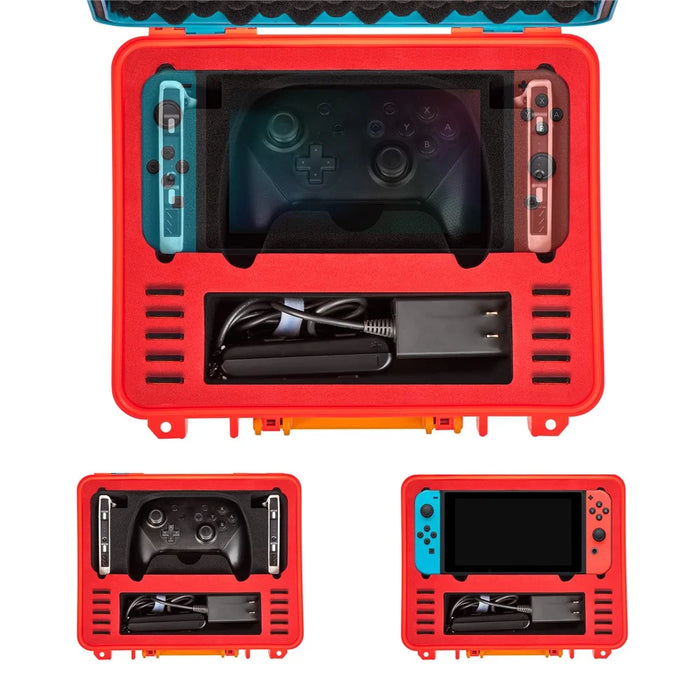 DEVASO GY227 For Nintendo Switch Game Console Controller Shockproof PP Tote Box Waterproof Carrying Case - Orange+Blue - 5