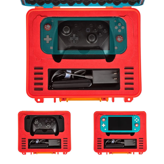 DEVASO GY227 For Nintendo Switch Game Console Controller Shockproof PP Tote Box Waterproof Carrying Case - Orange+Blue - 6