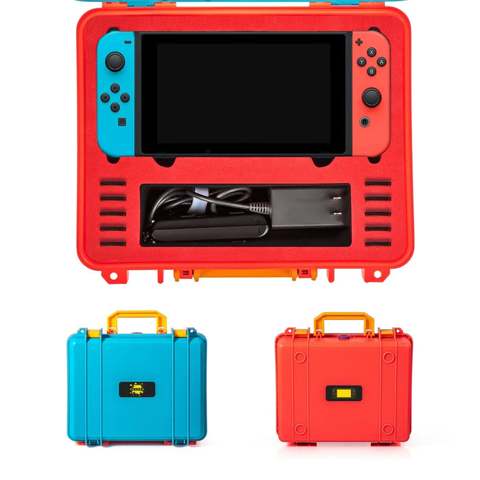 DEVASO GY227 For Nintendo Switch Game Console Controller Shockproof PP Tote Box Waterproof Carrying Case - Orange+Blue - 7