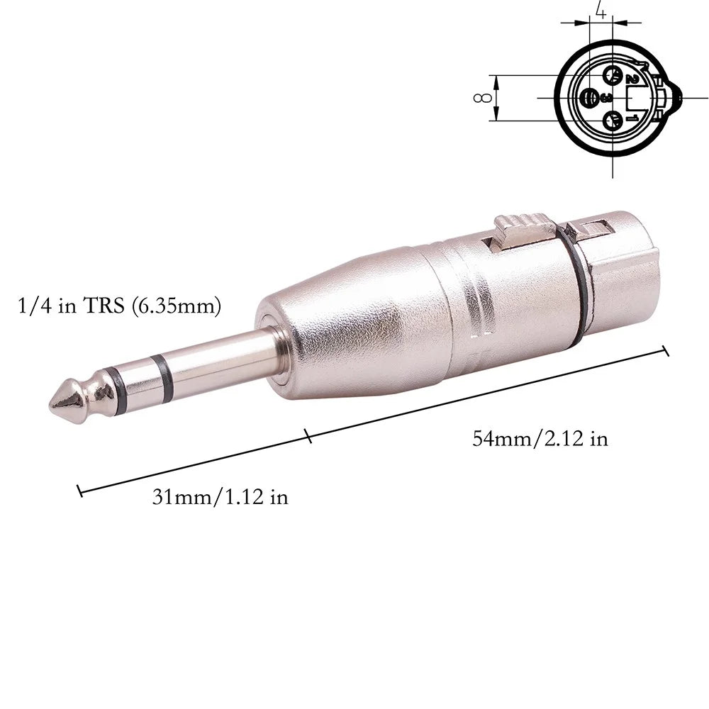 LZ1179 1 / 4 Inch 6.35mm TRS Male to XLR Female Adapter Stereo Balanced Audio Connector - 4