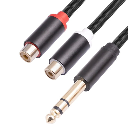 3712 0.3m 6.35mm Male to Dual RCA Female Splitter Cable 1 / 4 Inch Male Stereo to 2 RCA Female Adapter Line - 1