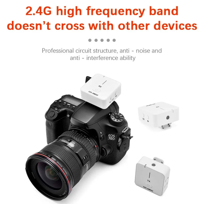 YELANGU MX5 Portable 2.4G Microphone Set 2 Transmitter + Receiver Wireless Lavalier Mic with Clip - White - 2