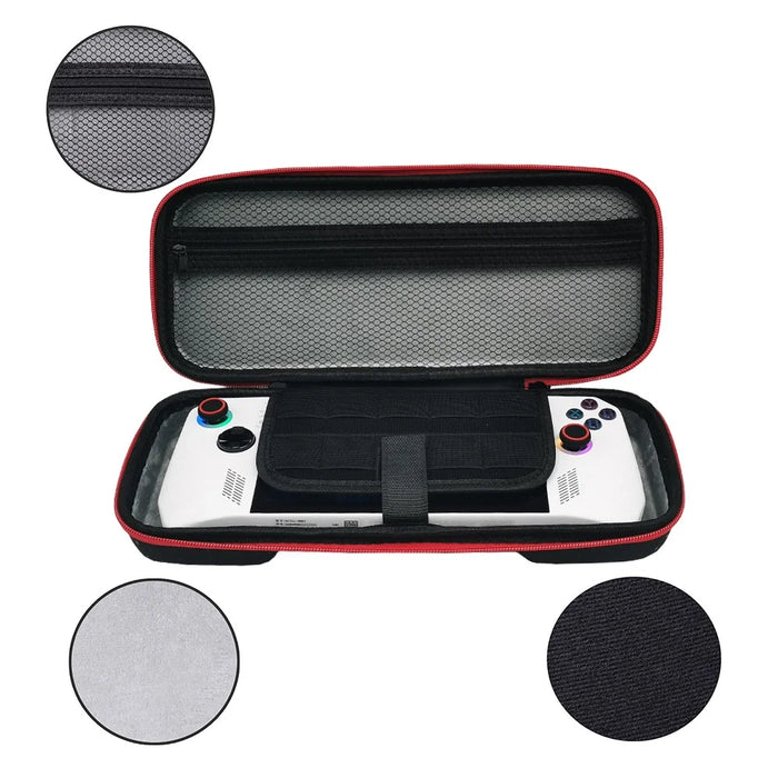 For ASUS ROG Ally X / ROG Ally Game Console Waterproof Storage Bag PU Leather+EVA Protective Case - Red Zipper - 3