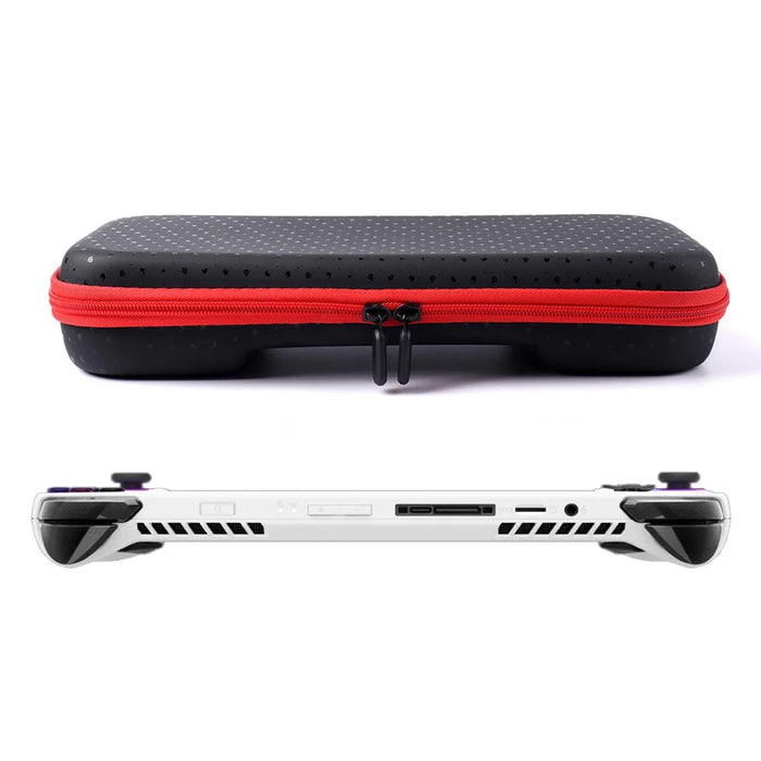 For ASUS ROG Ally X / ROG Ally Game Console Waterproof Storage Bag PU Leather+EVA Protective Case - Red Zipper - 5