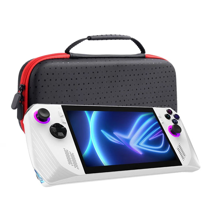 For ASUS ROG Ally X / ROG Ally Game Console Waterproof Storage Bag PU Leather+EVA Protective Case - Red Zipper - 6