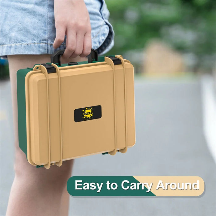 DEVASO GY227 Waterproof Storage Box for Nintendo Switch Game Console Accessories Carrying Case, Gold Green - 6