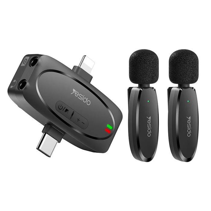 YESIDO KR15 Low Latency Wireless Lavalier Microphone iP / Type-C / 3.5mm Receiver + 2 Transmitter Mic Set - 1