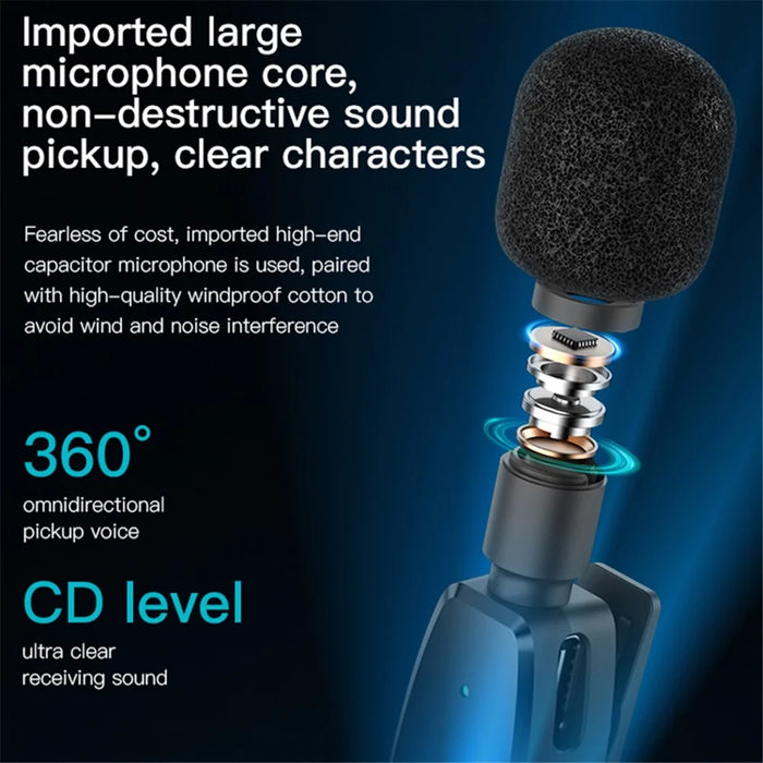 YESIDO KR15 Low Latency Wireless Lavalier Microphone iP / Type-C / 3.5mm Receiver + 2 Transmitter Mic Set - 4